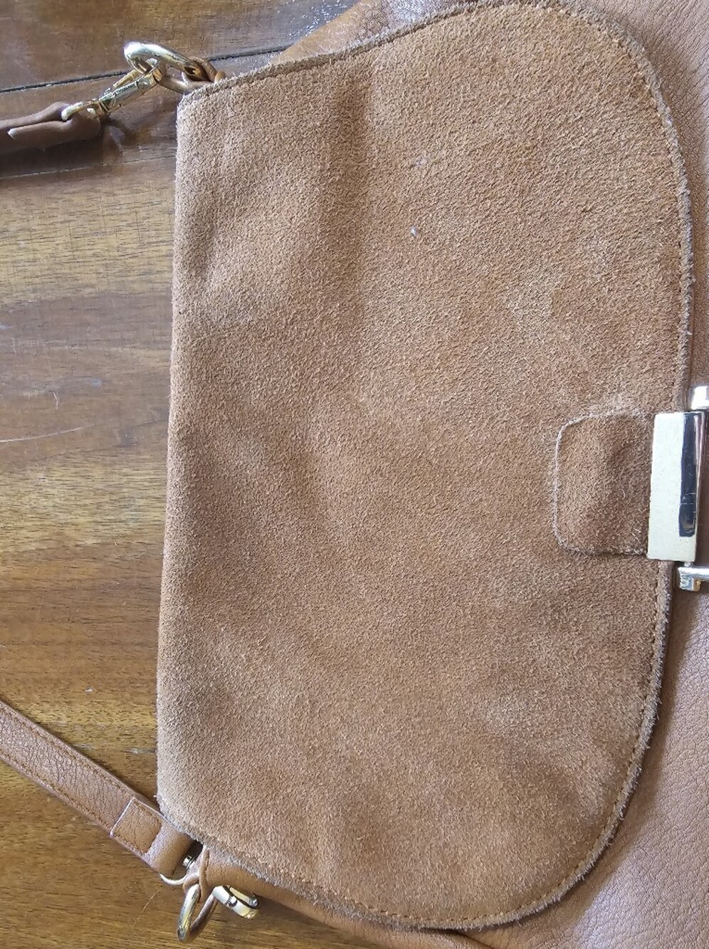 Moda Luxe Brown Bag With Suede Accent - Picture 2 of 6
